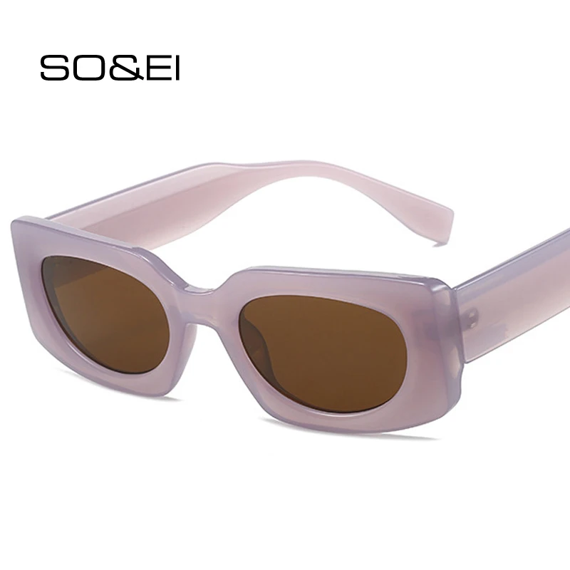 SO&EI Fashion Jelly Color Square Women Sunglasses Retro Clear Ocean Gradient Lens Eyewear Shades UV400 Men Trending Sun Glasses