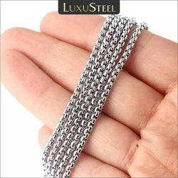 LUXUSTEEL 10Pcs/Lot 2MM Stainless Steel Round Box Link Chain Necklace For Women Men Wholesale Choker Jewelry 45-60cm