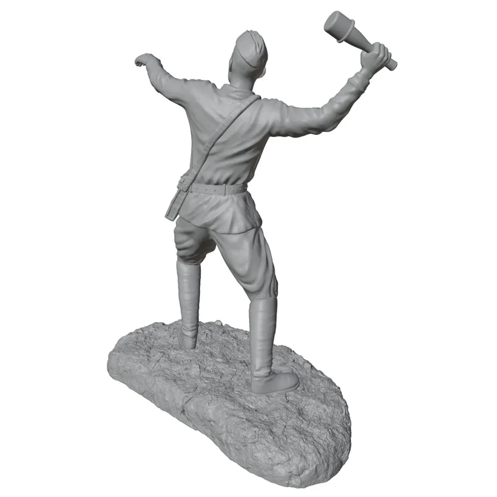 75mm 1/24/12/6 Desk ornament，Soldier Resin Model Set GK Mini 3D Printed Grey Model Statue, High-Precision Resin Model, Uncolored