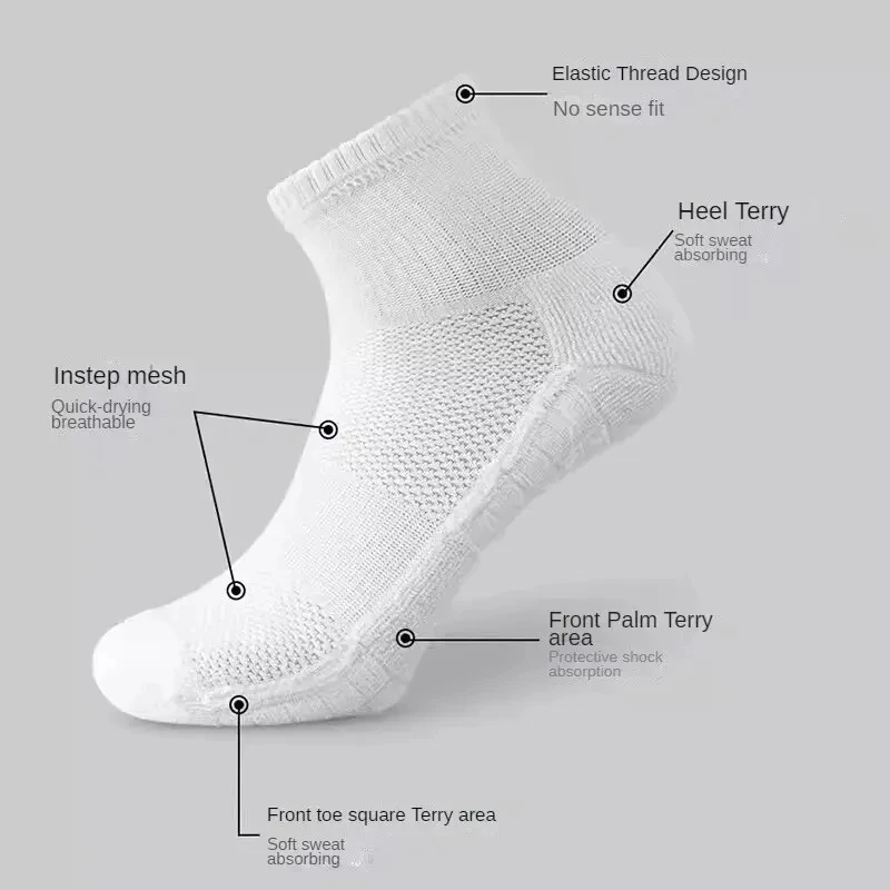 1/6/12 Pairs Thick-Soled Moisture Wicking Sports Socks with Cushioned Bottoms Perfect for Running and Professional Sports