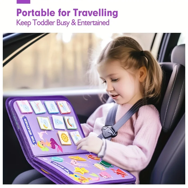 7-in-1 Mermaid  Early Learning Toddler Felt Busy Board for kids - 5 Layers Educational activity-Gift For Christmas, Birthdays