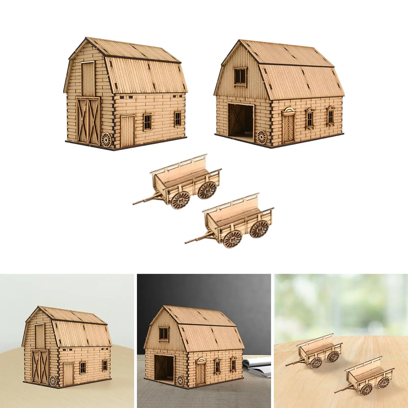 1/72 Wooden European House DIY 3D Puzzles Educational Unassembly Granary Model for Architecture Model Sand Table Diorama Decor