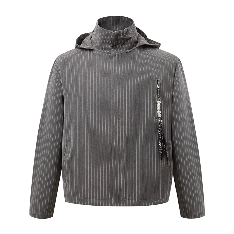 

Мужская демисезонная куртка GXFortune American Sle: высококачественная, в полоску, для активного отдыха, с капюшоном, из смесового полиэстера и хлопка, трендовая