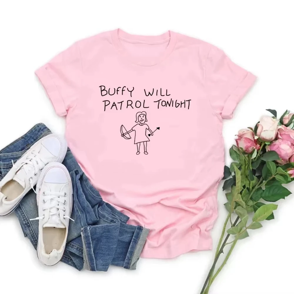 Buffy Will Patrol Tonight Buffy The Vampire Slayer Graphic Tee Cotton Mens Womens T-Shirt Summer Str