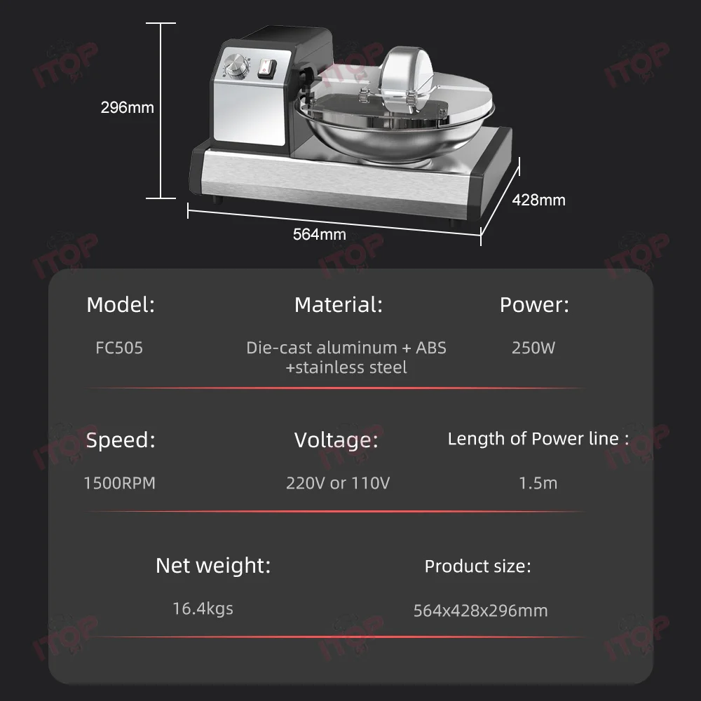 Commercial Food Chopping Machine 5.5L Stainlesss Steel Timeable 1-15 Minutes Durable Copper Motor Vegetable/Meat Cutting Machine