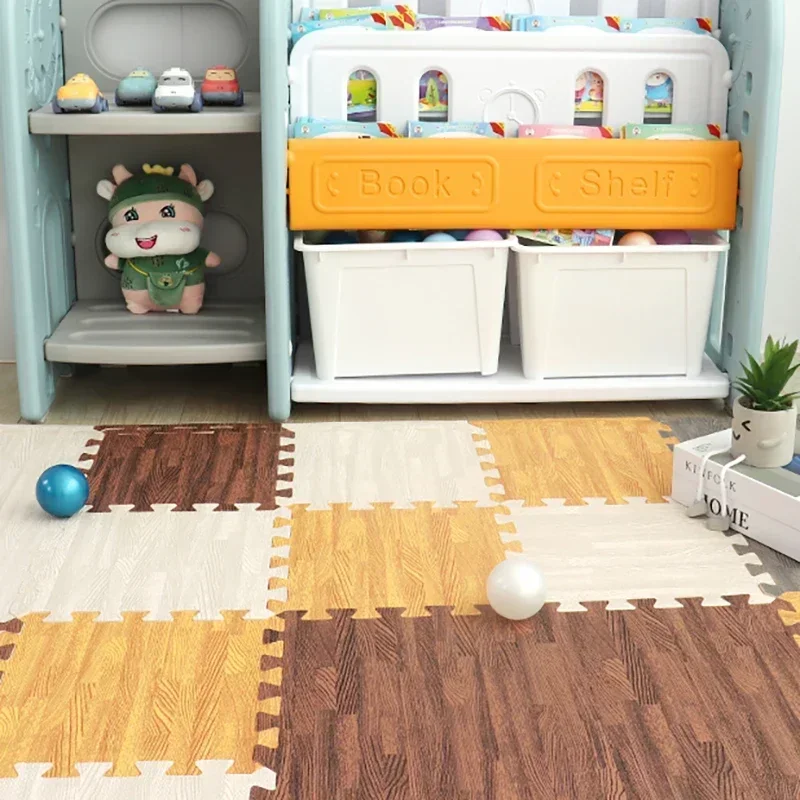 Wood Grain Foam Splicing Mattress Baby Kid Playmat Anti-Slip Puzzle Floor Rugs Waterproof Carpet Tiles Cover Pad