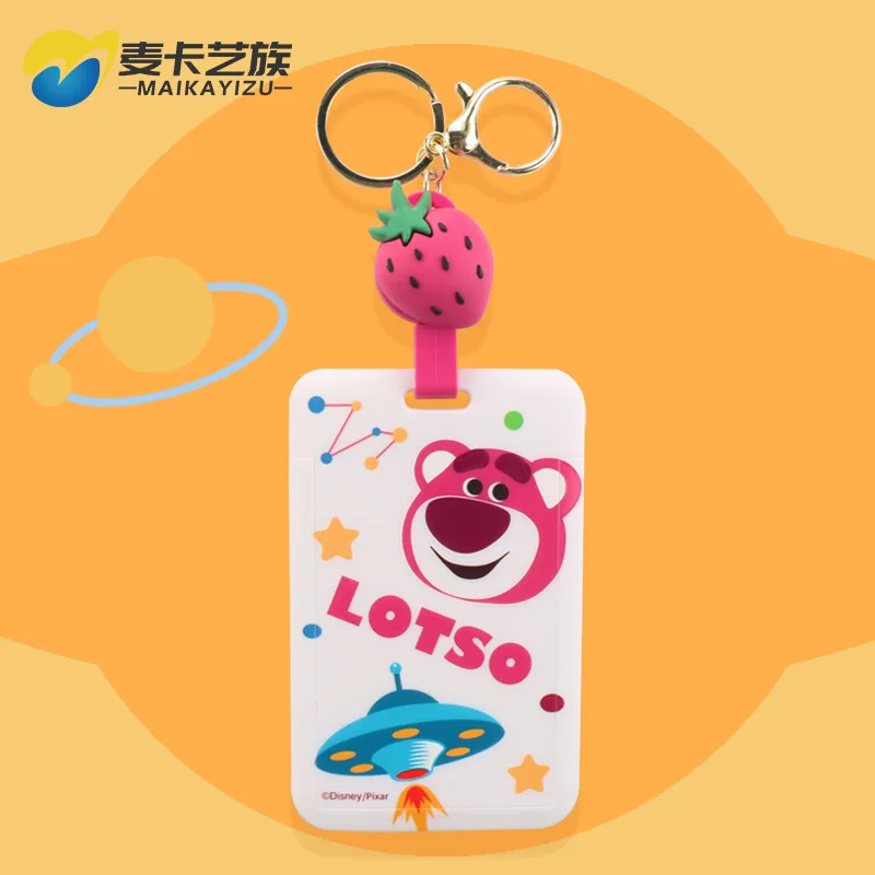 Disney Cartoon Card Cover Sliding Cover Toy Story Lotso Printed Bus Meal ID Holder Card Sleeve Student Bus Card Case Pendant