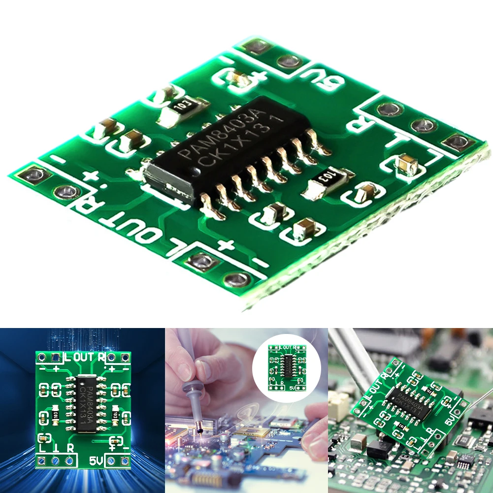 PAM8403 Mini เครื่องขยายเสียงโมดูล Class D 2 ช่อง Super Mini สเตอริโอ AMP Board 2x3W แหล่งจ่ายไฟ USB สําหรับ Arduino