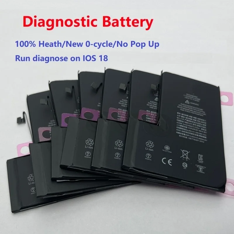 بطارية بدون منبثقة 0 دورة 2 حزمة لهاتف iPhone 13 14 15 Pro Max، بطارية تشخيصية HISEECON ذات سعة قياسية، تعمل مع iOS 18