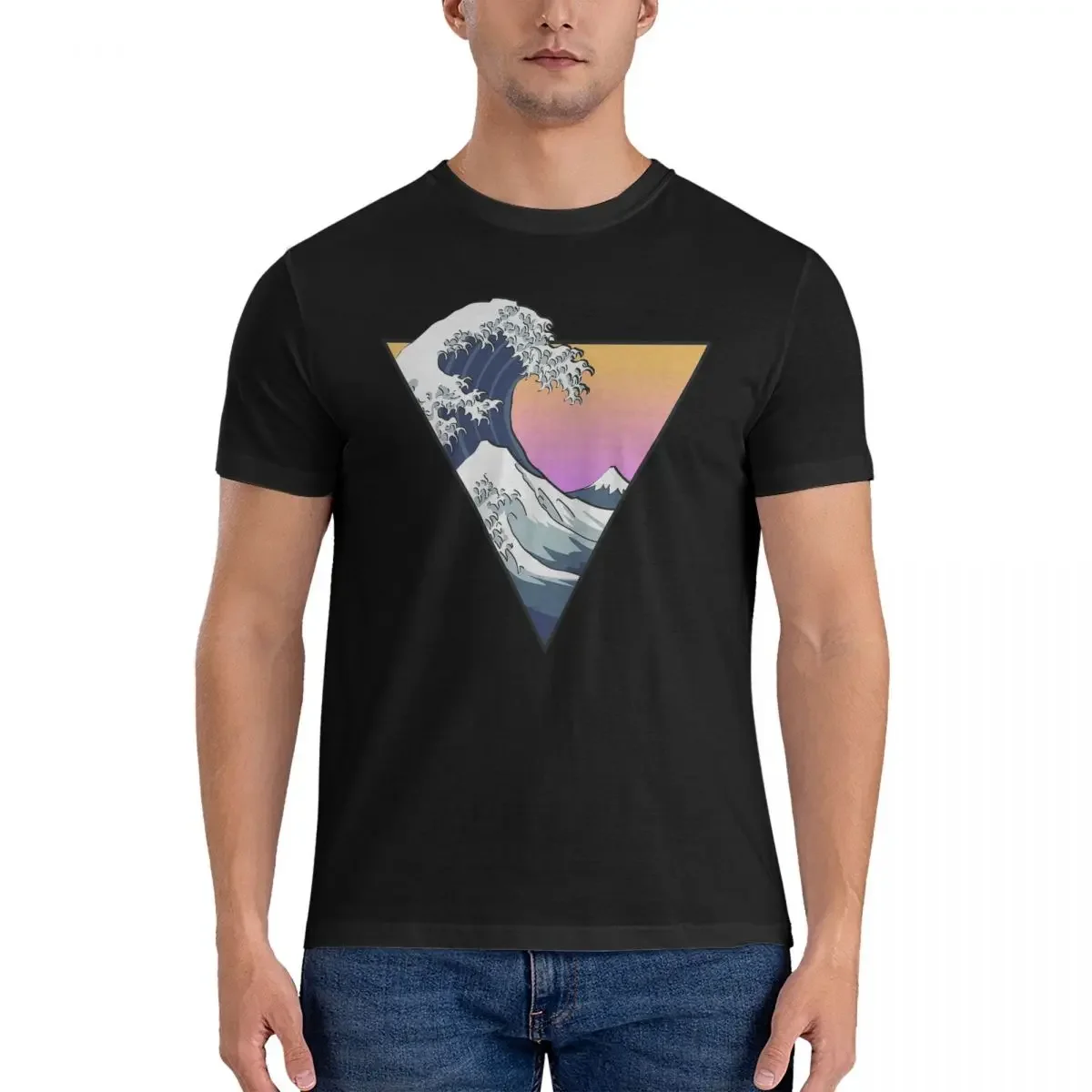 Great Wave Aesthetic T-Shirt for Men Cotton Oversized T Shirts Men's Short Sleeve O-Neck Summer Clothes Tops S-6XL