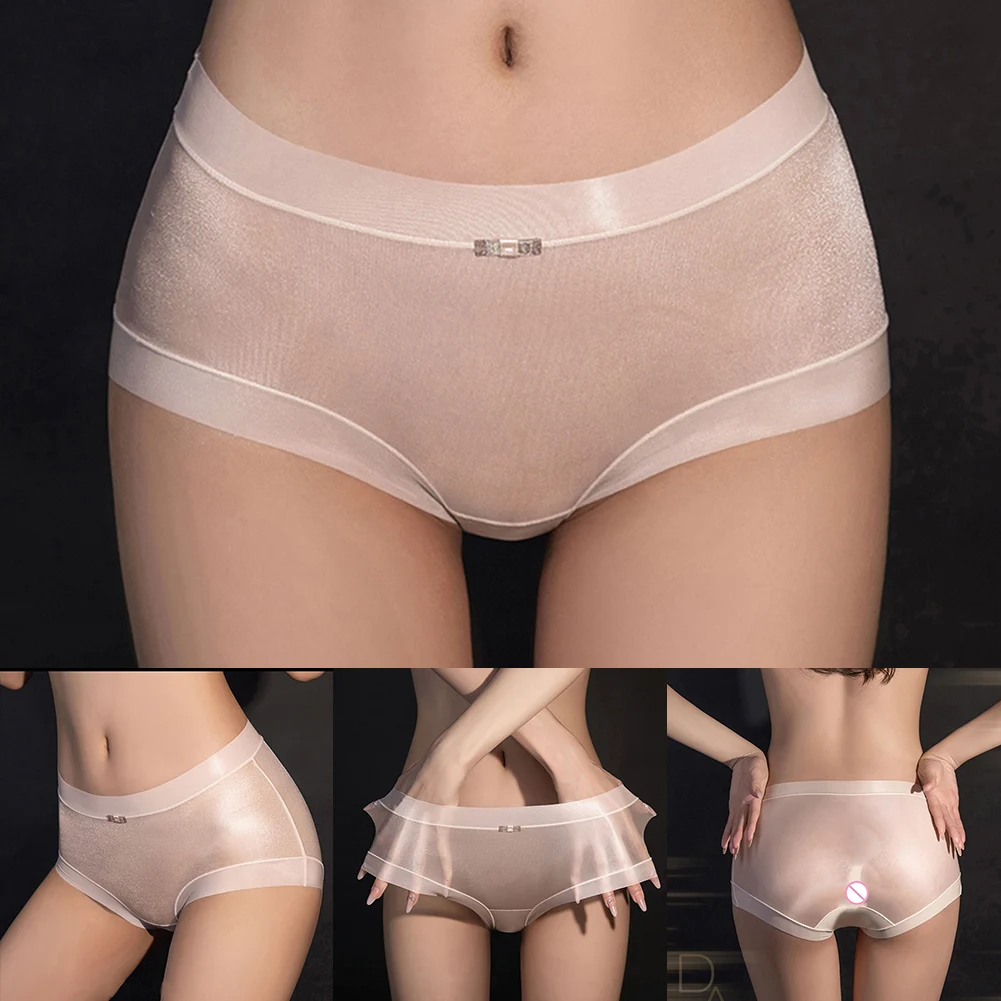 

Briefs Underwear Middle Rise Panties For Women Seamless Sexy Soft Transparent Underwear Women :Shiny Comfy Fashion