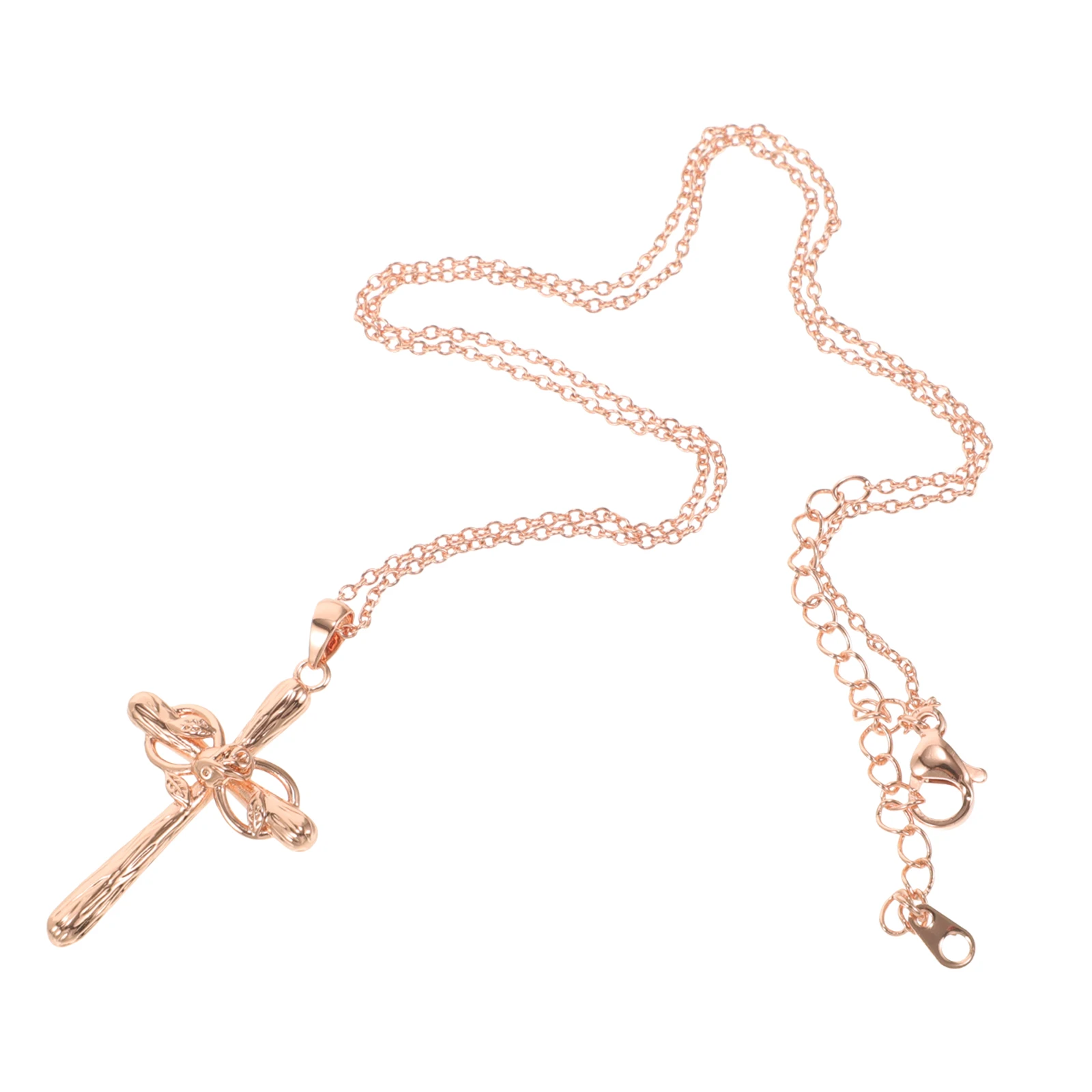 

Rose Gold Pendant Necklace Cross Color Separated Electroplated Chain for Women N273 Fashion Jewelry Trendy Vintage Design Charm