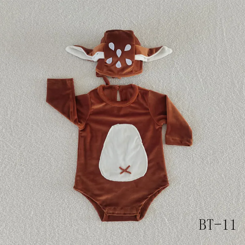 New Baby Photography Jumpsuit with Deer Shaped Design for a Hundred Days, Baby Climbing Suit and Photo Set Newborn Photography