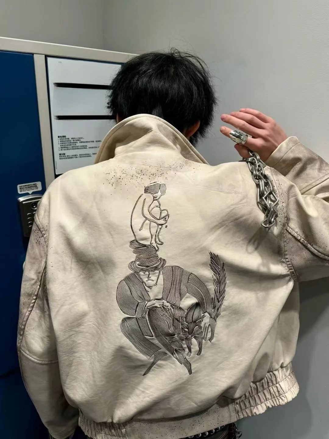 Nowa ERD Depred Rich Second Generation 24SS Haftowana Splaid Ink Mystery Man Old Leather Jaet ort Odzież Wierzchnia