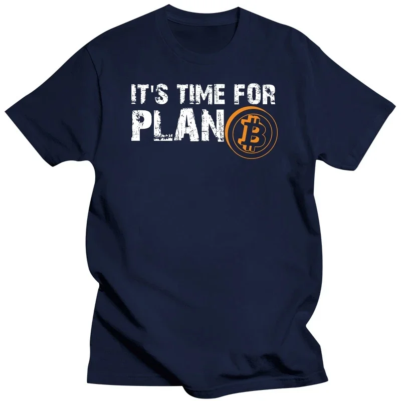 Vintage It\'s Time For Plan B Bitcoin T Shirt Men BTC Crypto Currency Tshirt Cryptocurrency Blockchain Geek Clothes T-Shirts