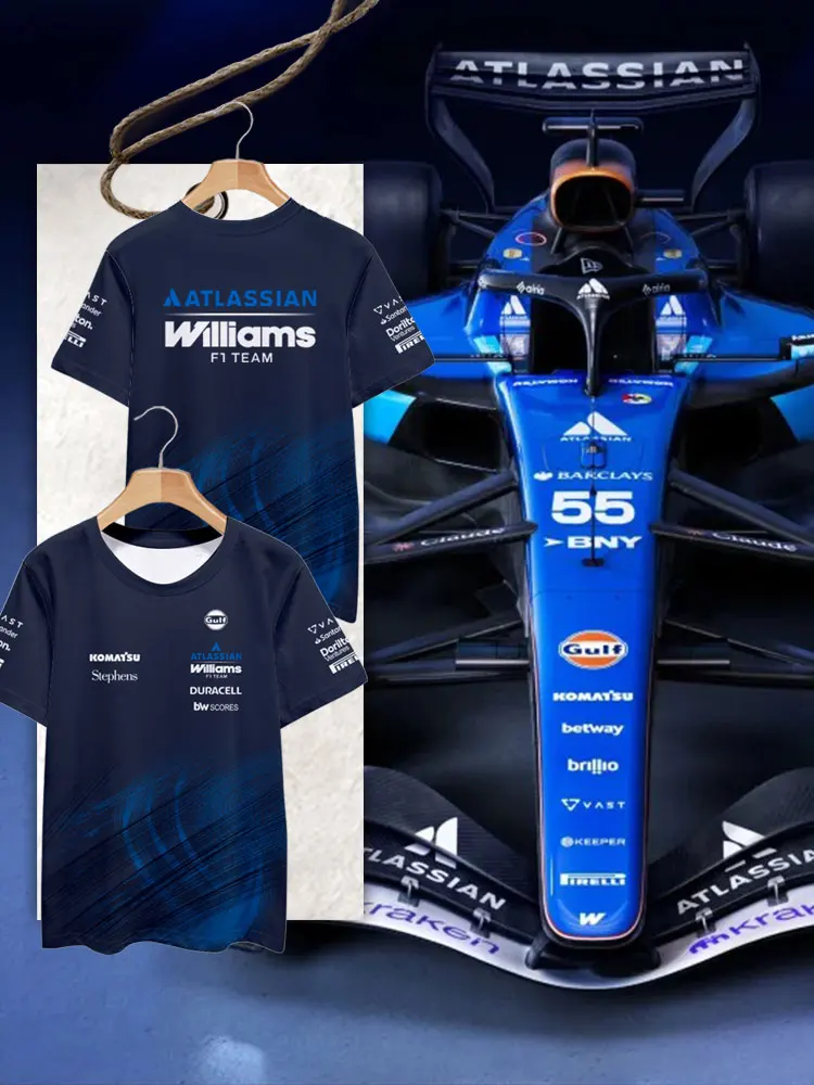 

2026 Williams F Racing T Ice Silk Qui Dry ort Sve T-irt ex f Sve Printed Casual Top for Youth