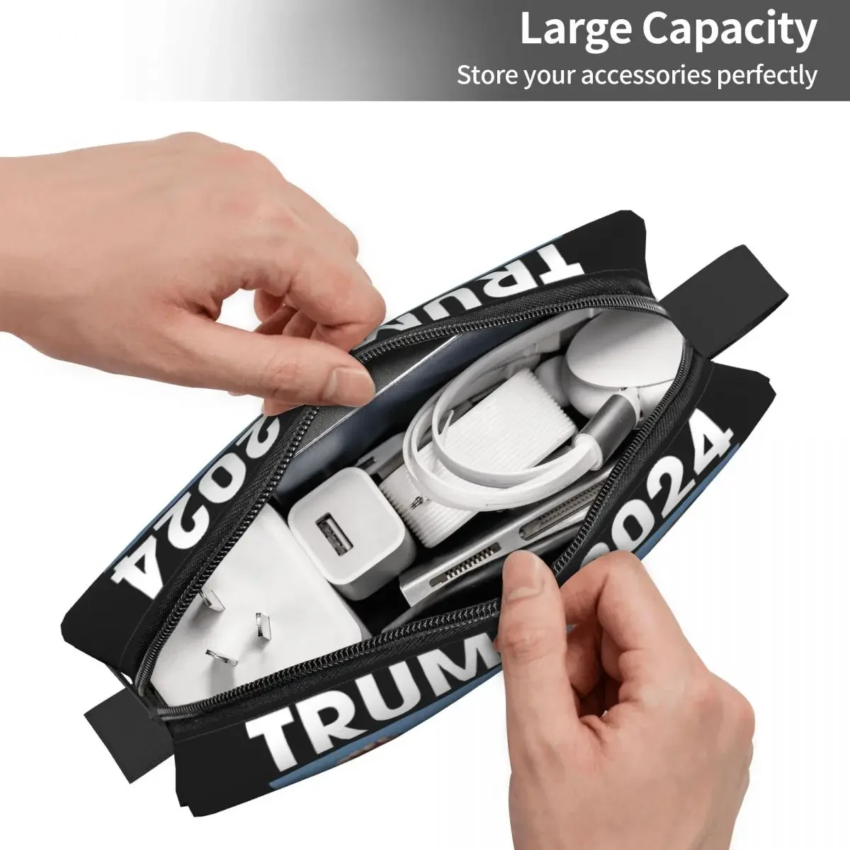 Custom Travel Trump Will Be Back Toiletry Bag Portable American USA Cosmetic Makeup Organizer Women Beauty Storage Dopp Kit Case