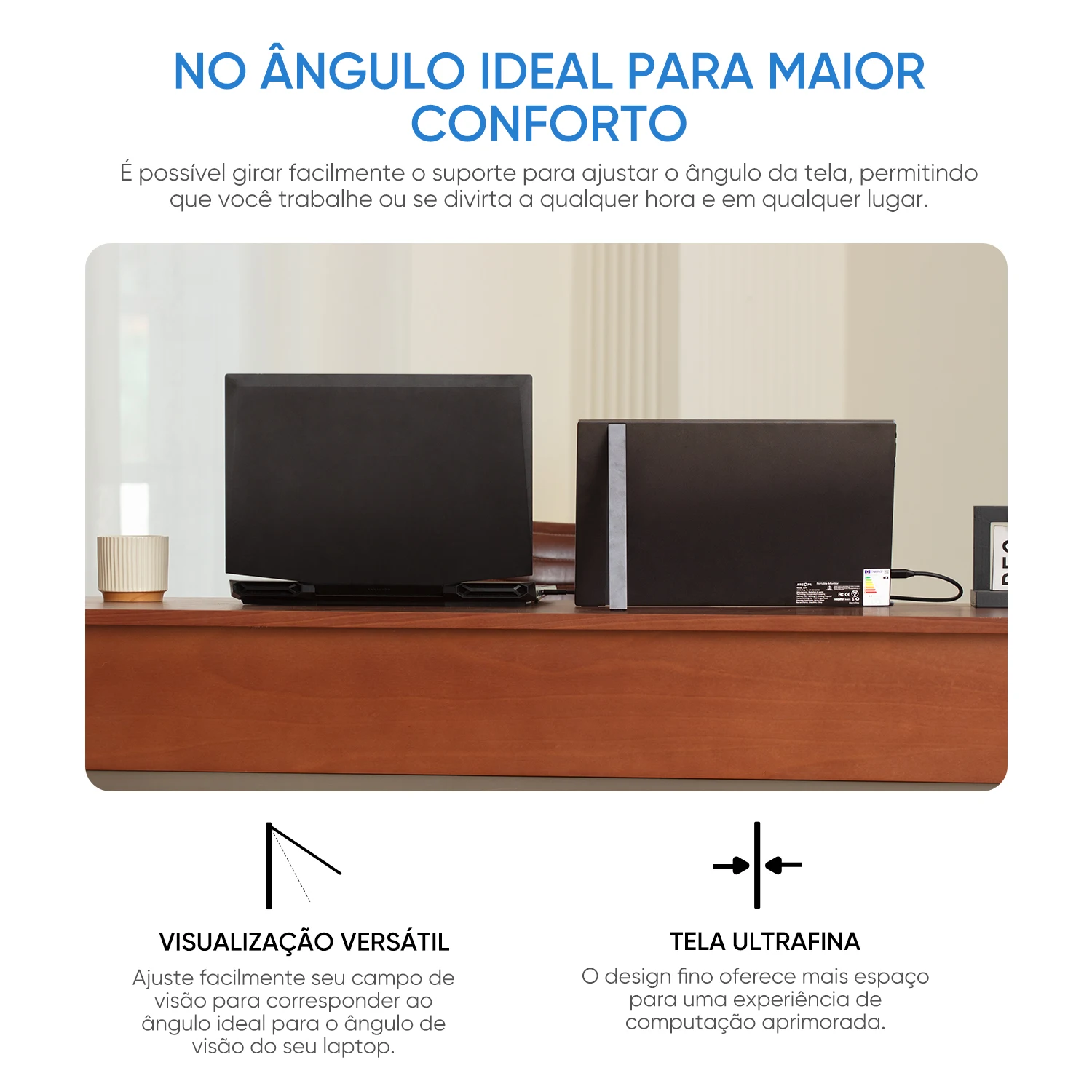 Monitor portátil ARZOPA 14,0 ''1080P FHD IPS com segunda tela externa USB C HDMI para Mac, laptop, PC, switch, PS, Xbox, A1S