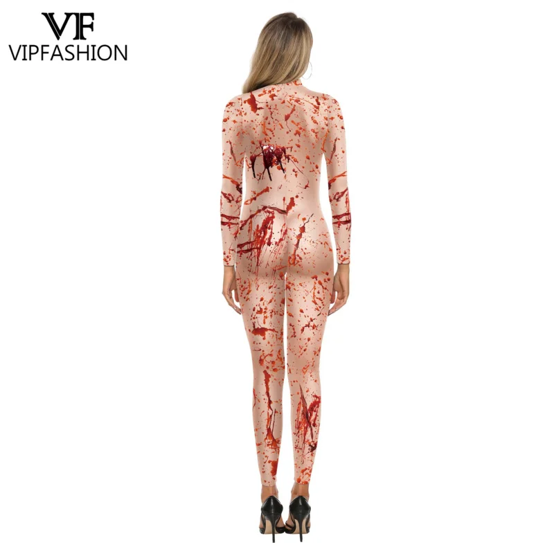 Vip-traje cosplay com impressão de sangue para as mulheres, halloween festa macacões, sexy, zentai, carnaval, férias, mostrar, roupa