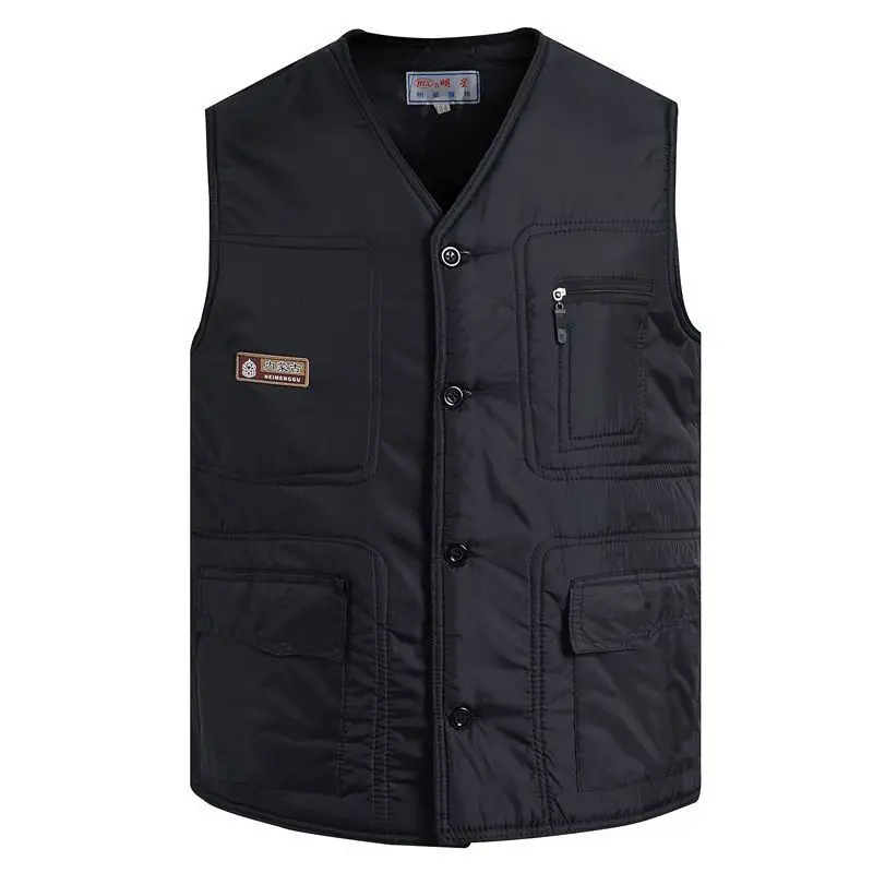 Middle-aged and Elderly Down Cotton Vest Men's Autumn and Winter Warm Large Size Cold-proof Down Cotton Vest