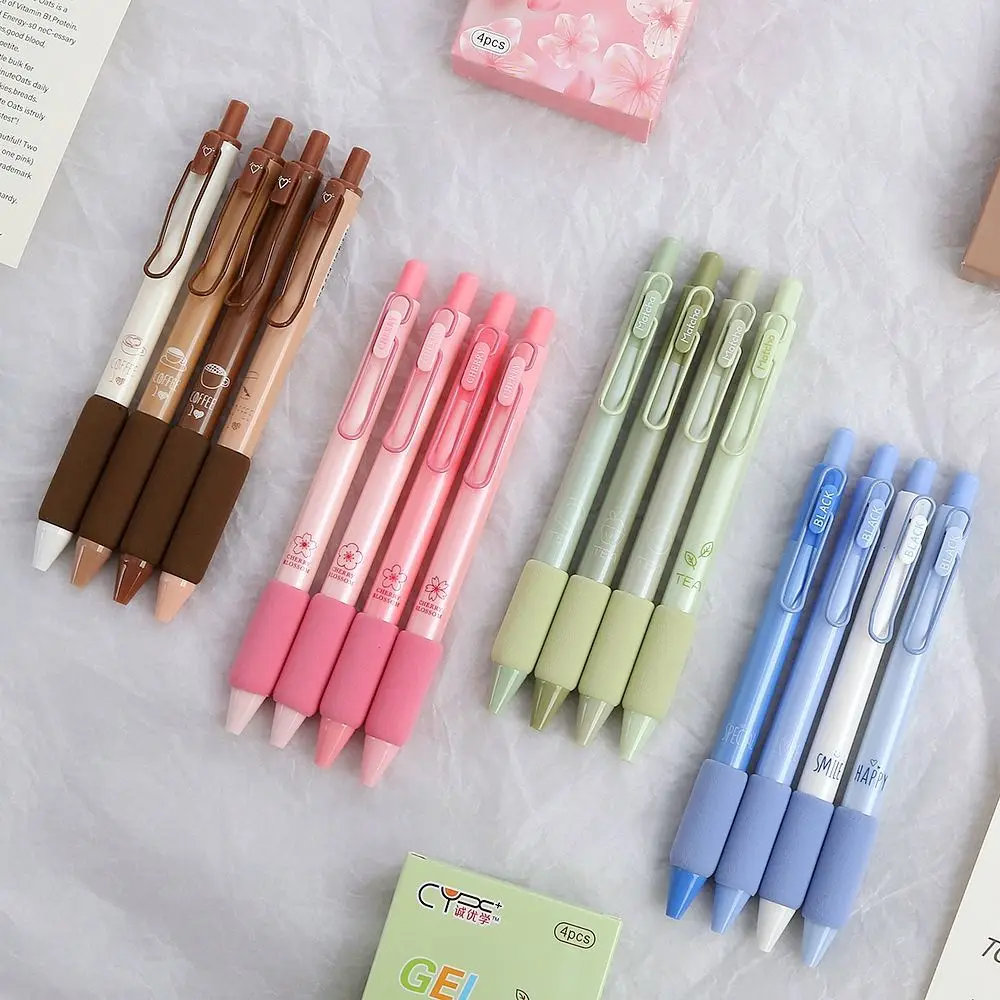 

4PCS Cute 0.5mm Black Color Ink For Writing Neutral Pen Ballpoint Pen Gel Pen Soft Bread Touch