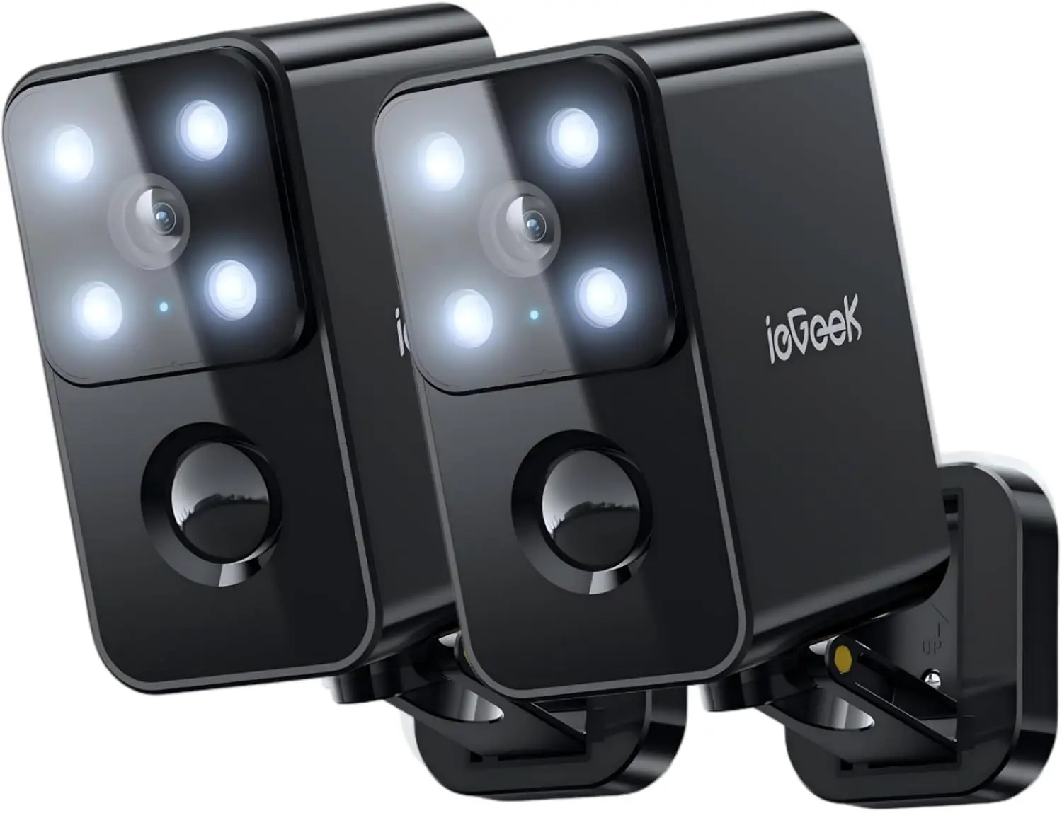 Wireless Outdoor Security Camera with 2K Night Vision, AI Motion Detection, Pan Rotating 180°, No Subscription, IP66, 2-Pack