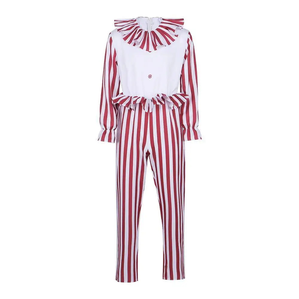

Clown Cosplay Costume Red Striped Jumpsuit Cosplay Halloween Stage Performance Costume