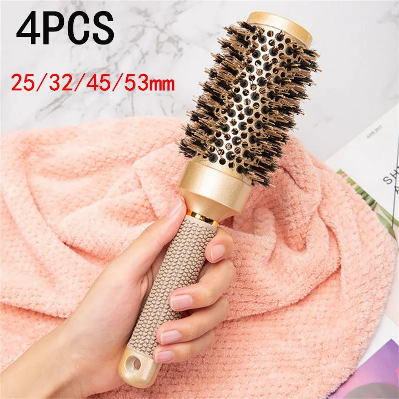 

Профессиональная 1/4 шт., керамическая бочковая расческа для феном, инструменты для укладки в салоне, круглая щетка для волос, парикмахерские щетки для завивки волос