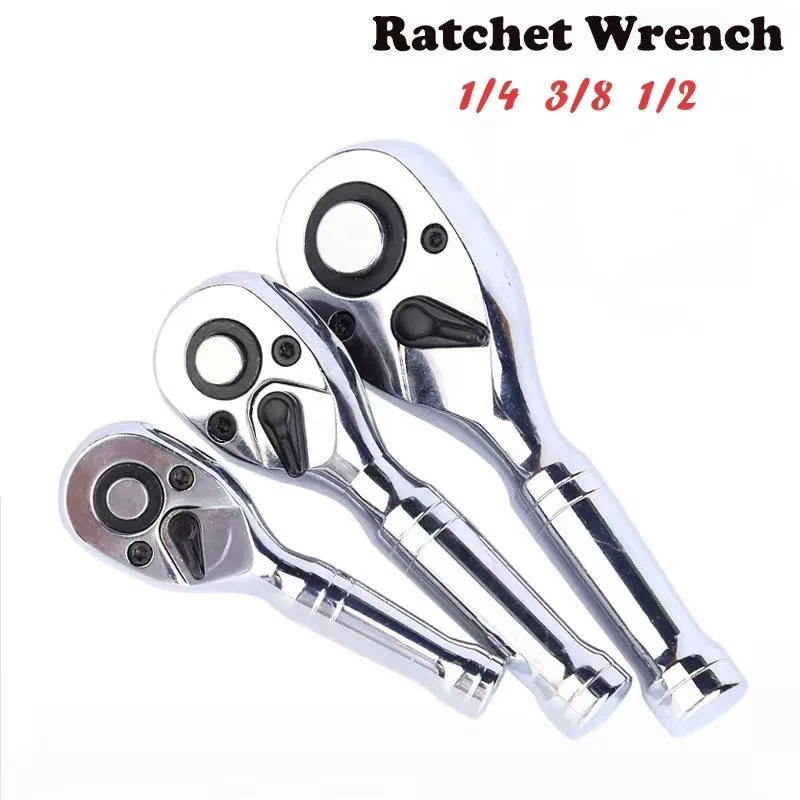 Mini Ratchet Wrench 72 Teeth Quick Socket 1/4 3/8 1/2 Spanner Fly Two-way Horns Short Handle Bicycle Repair Hand Tools For men