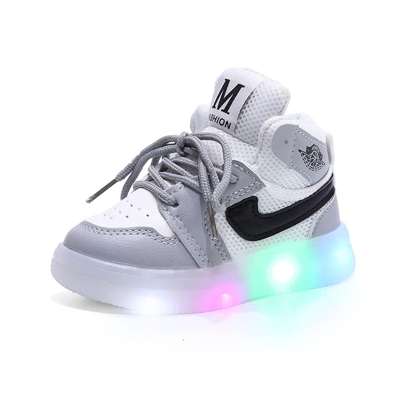 Boys Glowing Light Toddler Sneakers Children\'s Luminous Shoes Little Girls Board Sneakers Girls Shining Light Mesh Casual Shoes