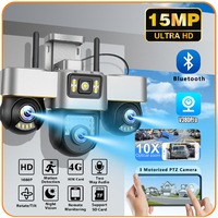 V380 Pro Triple Lens 4G IP Camera 10X Zoom 6K 15MP Outdoor IP Cameras Human Detection Night Vision Surveillance PTZ App Control