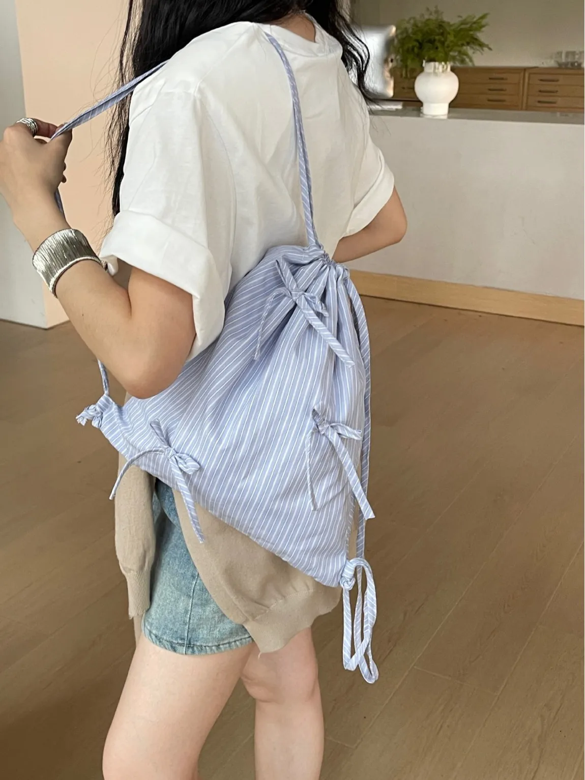 حقيبة ظهر بسيطة وعصرية ومتعددة الاستخدامات مع ربطة عنق وسعة كبيرة #5