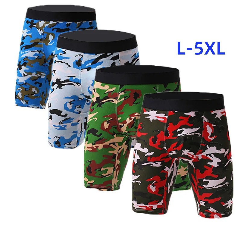 1PCS Long Leg Cotton Sexy Shorts Boxer Men’s Underwear Men\'s Underwear Men Panties Men Underpants Boxershorts camouflage Natural