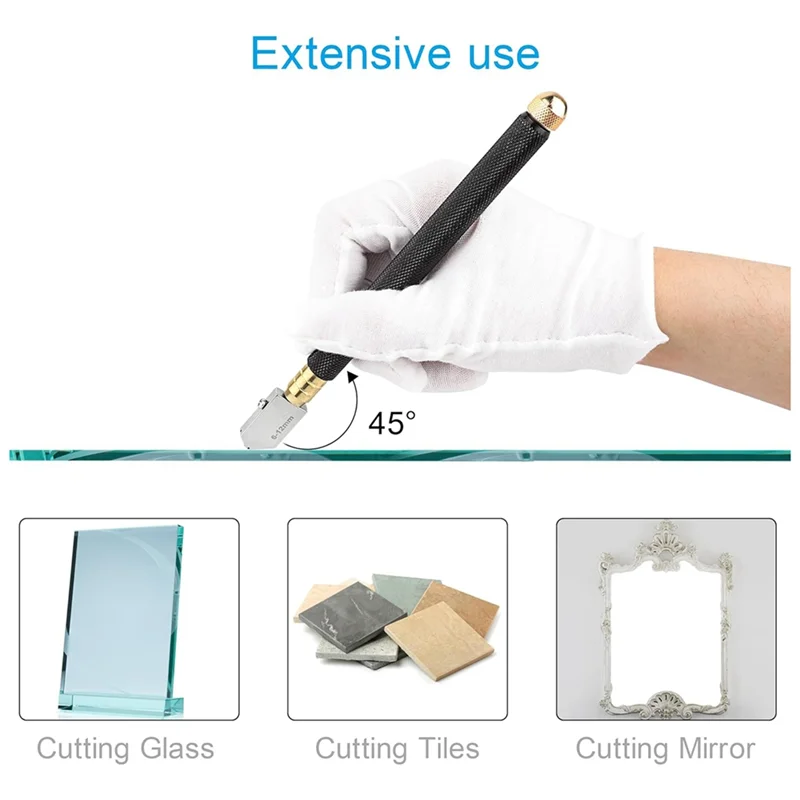 A57M-Cutter 2Mm-20Mm & Glass Cutting Oil, Upgrade Glass Cutting Tool With Automatic Oil Feed, Glass Cutter, Easy To Use Durable