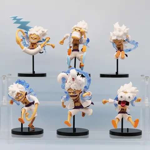 6 Pz/set One Piece Anime Figura Q Versione GEAR5 Sun God Nika Rufy Action Figures Decorazione Della Stanza PVC Collezione Modello Bambola Giocattoli