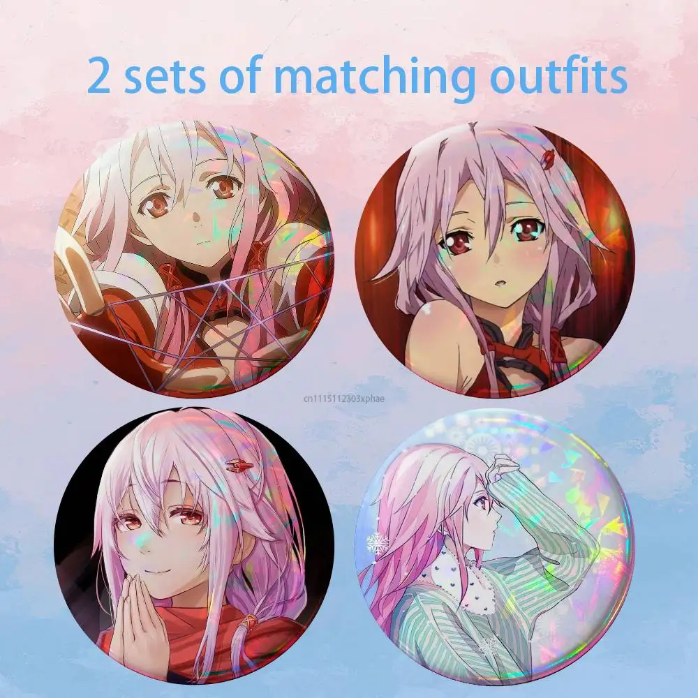 Inori Yuzuriha G-Guilty Crown 2 piece set Pins Creativity Printed Pictures Text Metal Lapel Badges Brooches Jewelry Gift