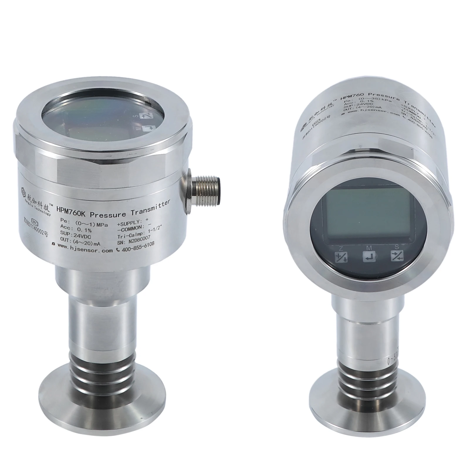 Food Beverage Industrial Equipment Sanitary Stainless Steel SS316L Pressure Gauge Sensors ISO9001 CE TUV Certification IP65/IP66