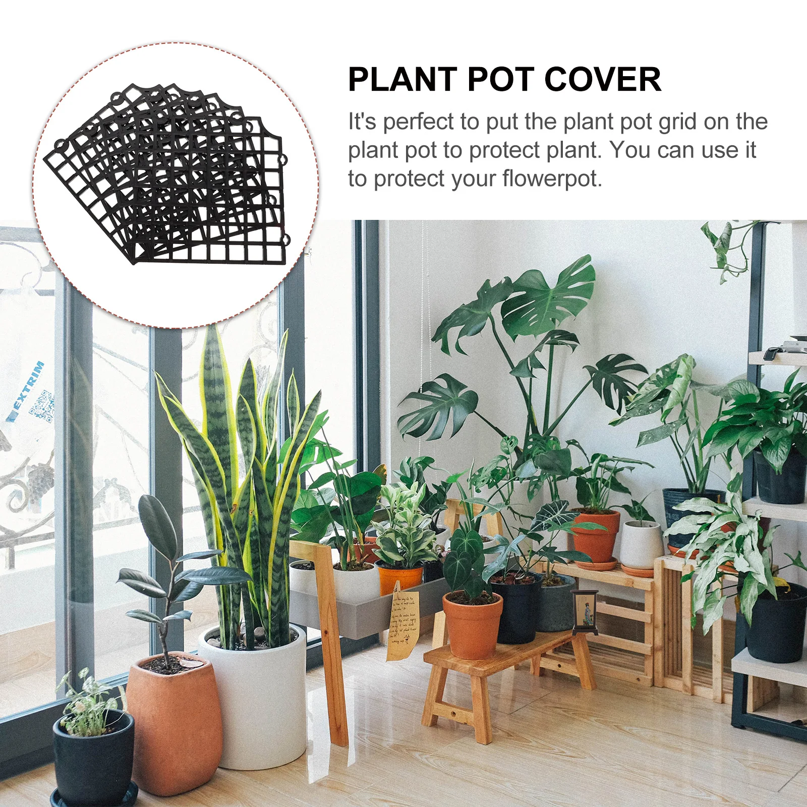 

3pcs Plant Pot Cover Cuttable Flowerpot Soil Protector Guard Waterproof Garden Flower Pot Grid Animal Resistant Flowerpot