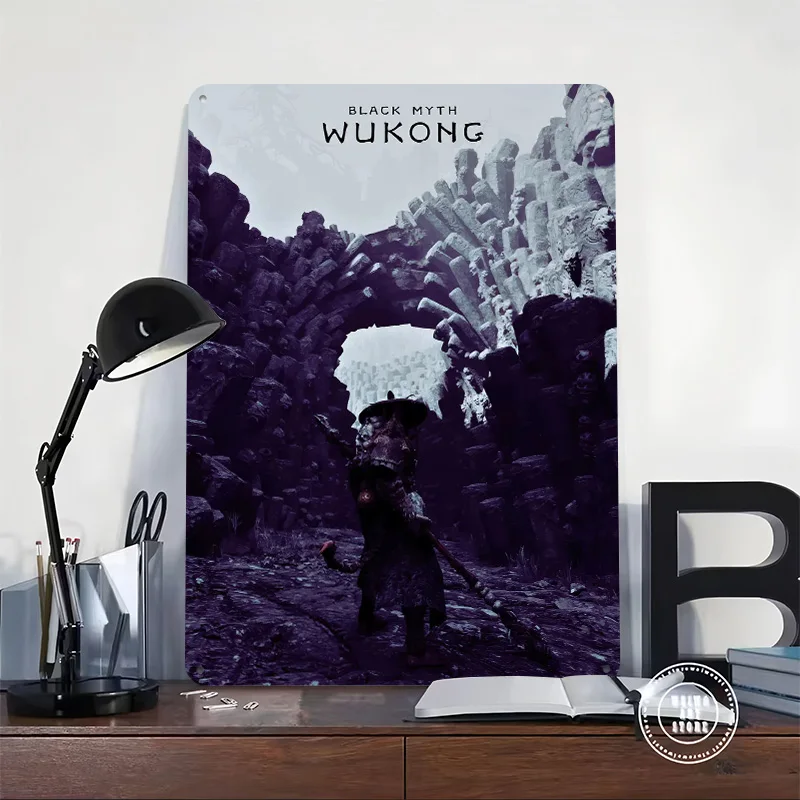 Black Myth: Wukong Game Scene Printed Poster Customized Wall Art Retro Vintage Metal Tin Signs for Gamer Home Decor Items Garden