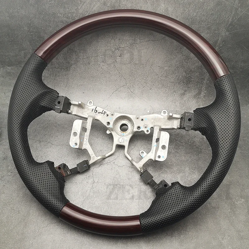 Leather Peach Wood Steering Wheel For Toyota Highlander 2008 2009 2010 2011 2012 2013