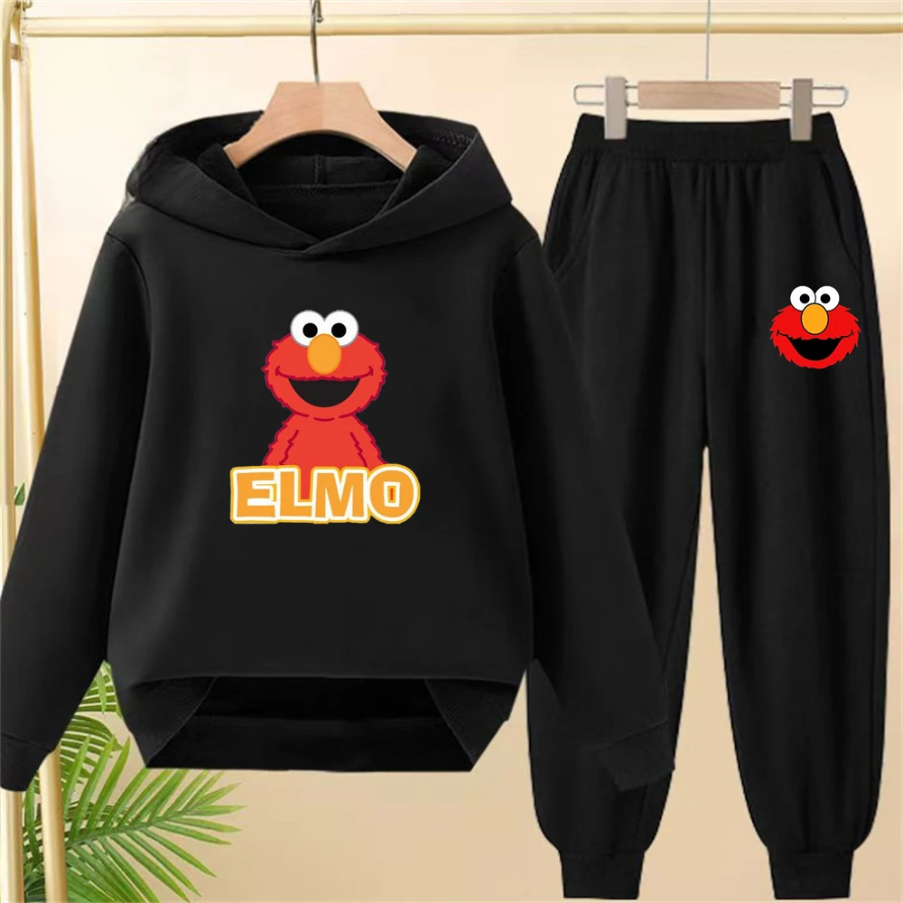 

ELMO Sesame Street Children's Hoodie Suitable hooded sweatshirt outerwear+pants set autumn clothing for Age 2-12 boys girls