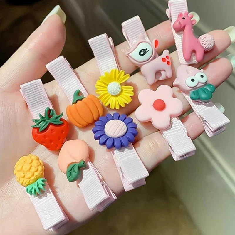 10 ชิ้นชุดเด็กคลิปผมการ์ตูน Bows ดอกไม้สาว Hairpins เด็กหวานคลิป Barrettes เด็กอุปกรณ์เสริมผม