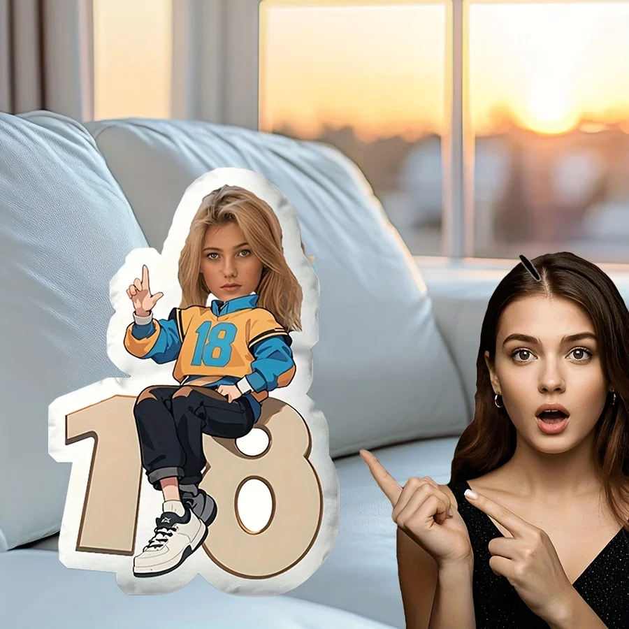 

Домашняя подушка с портретом 18-го дня рождения по индивидуальному заказу. Идеальный подарок на дни рождения, юбилей и День святого Валентина.