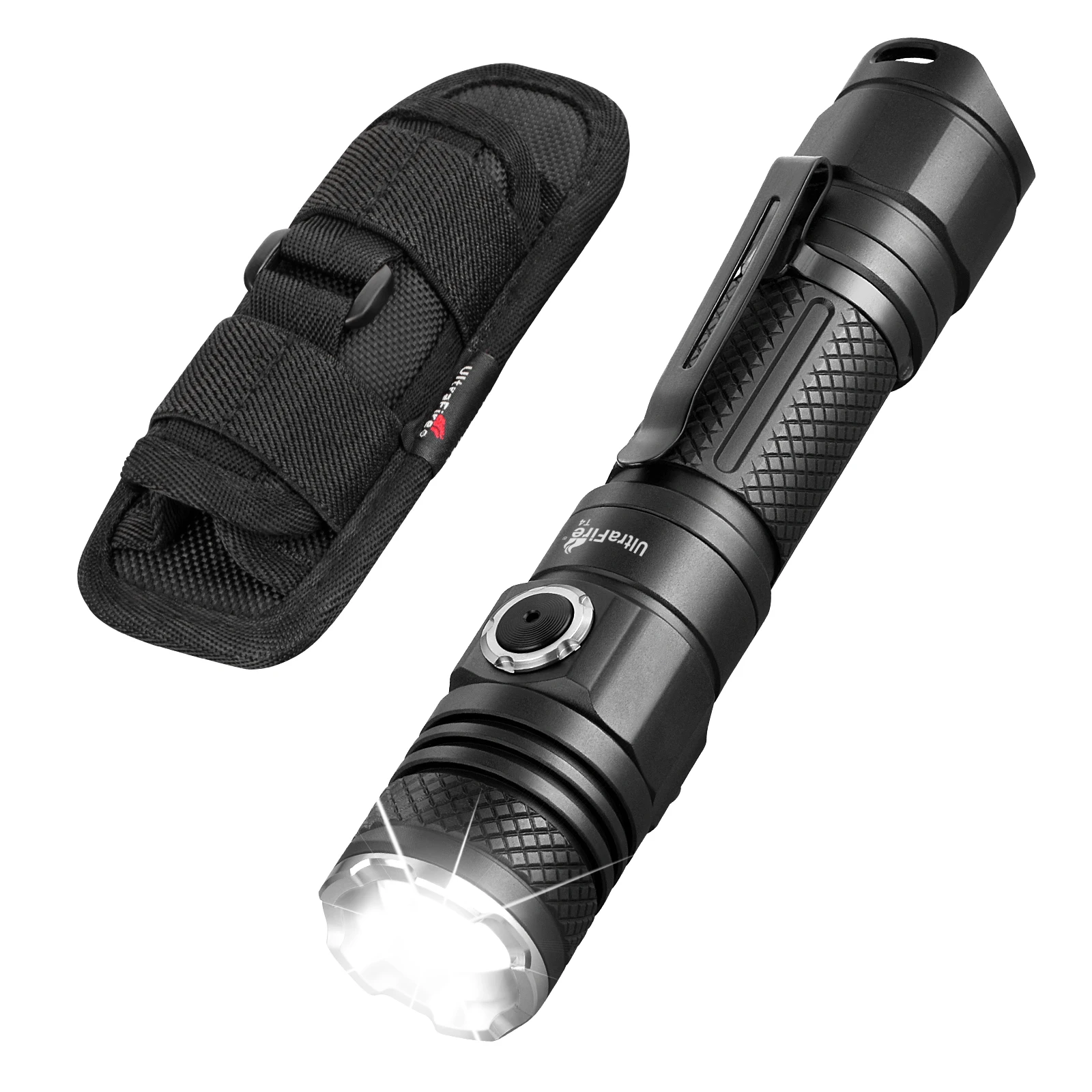 

UltraFire T4 Tactical Flashlight 1200 Lumens Pocket Led Torch Rechargeable EDC Flash Light with Type-C Charging Port Dual Switch