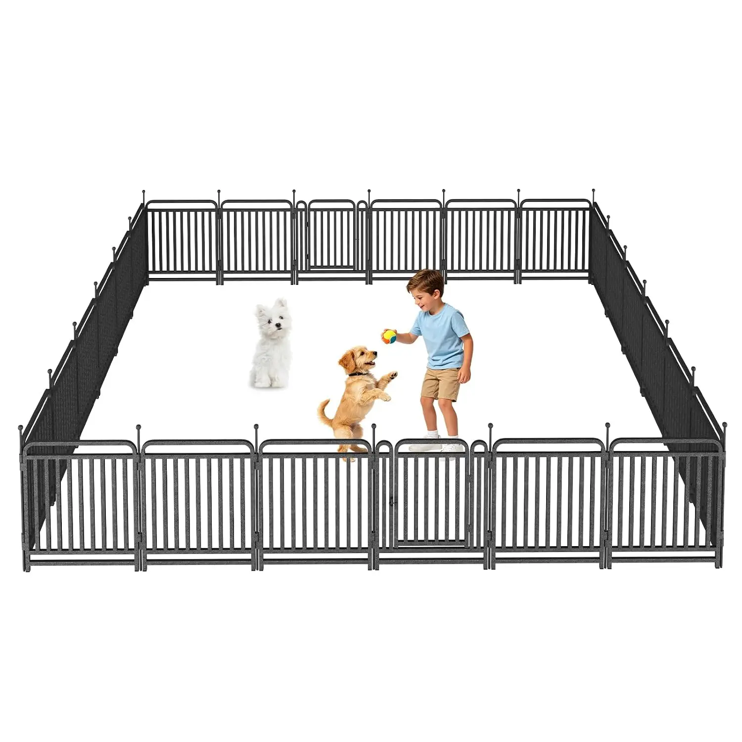 Dog Playpen Outdoor (Silver, 32''H, 24 Panels-55ft(L)-Includes 3 Gate)