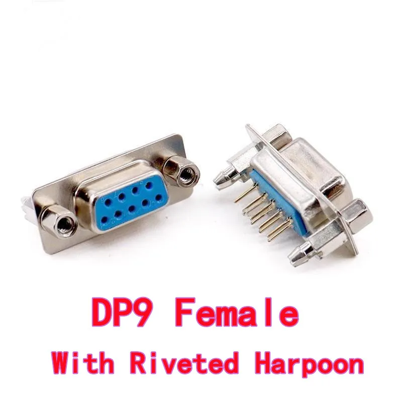 Presa seriale DB9 femmina/maschio DP9 da 10 pezzi (tipo a saldare) con arpone rivettato/vite di fissaggio, DP9 femmina/maschio, 9 pin/9 contatti