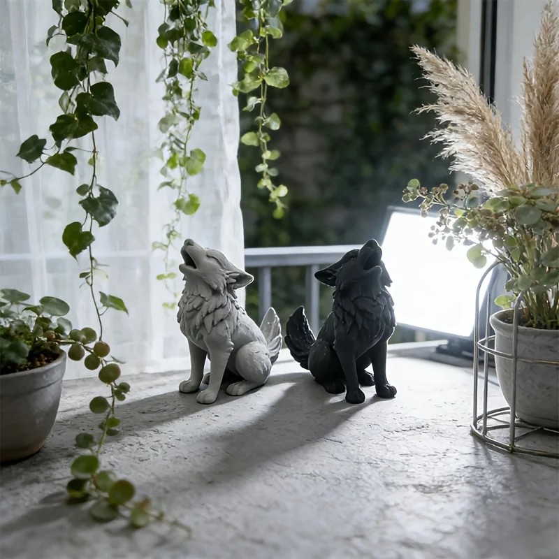 Howling Wolf Miniature Ornament Lonely Wild Wolf Statue Handicraft ForDIY Dioramas Wildlife Collectors Office Bedroom Decor Gift