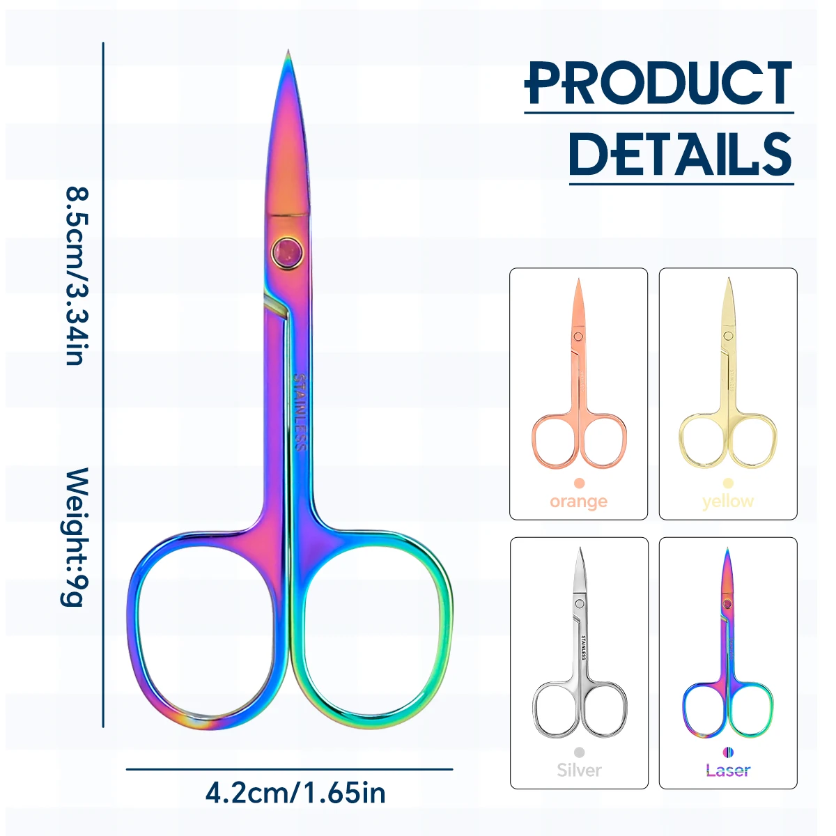 Profesjonalne nożyczki do rzęs, nierdzewny trymer do brwi i włosów w nosie, precyzyjne narzędzie do makijażu i użytku domowego.