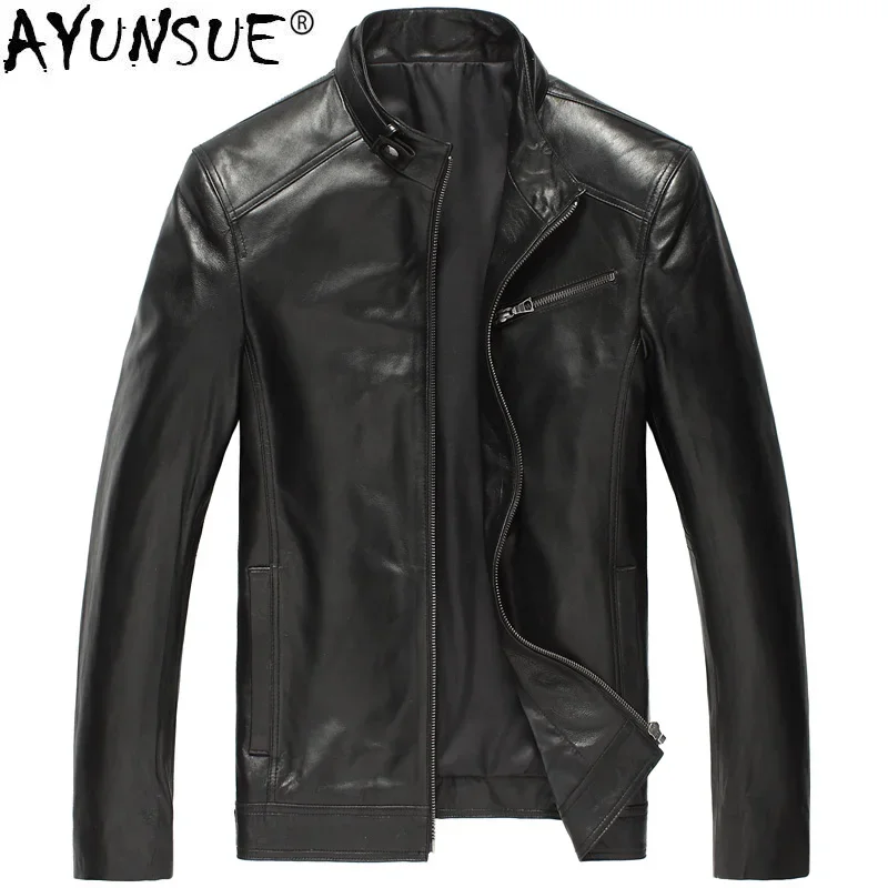 

AYUNSUE Genuine Leather Jacket Men Sheepskin Coat Motorcycle Men's Leather Jackets Winter Chaqueta Cuero Hombre DK108 KJ2107