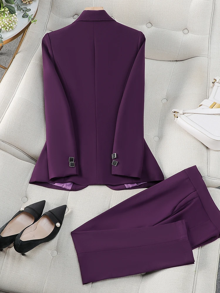 Autumn Winter Women PantSuit Office Ladies Female Business Work Wear 2 Piece Set Formal Blazer Jacket And Trouser ensemble femme